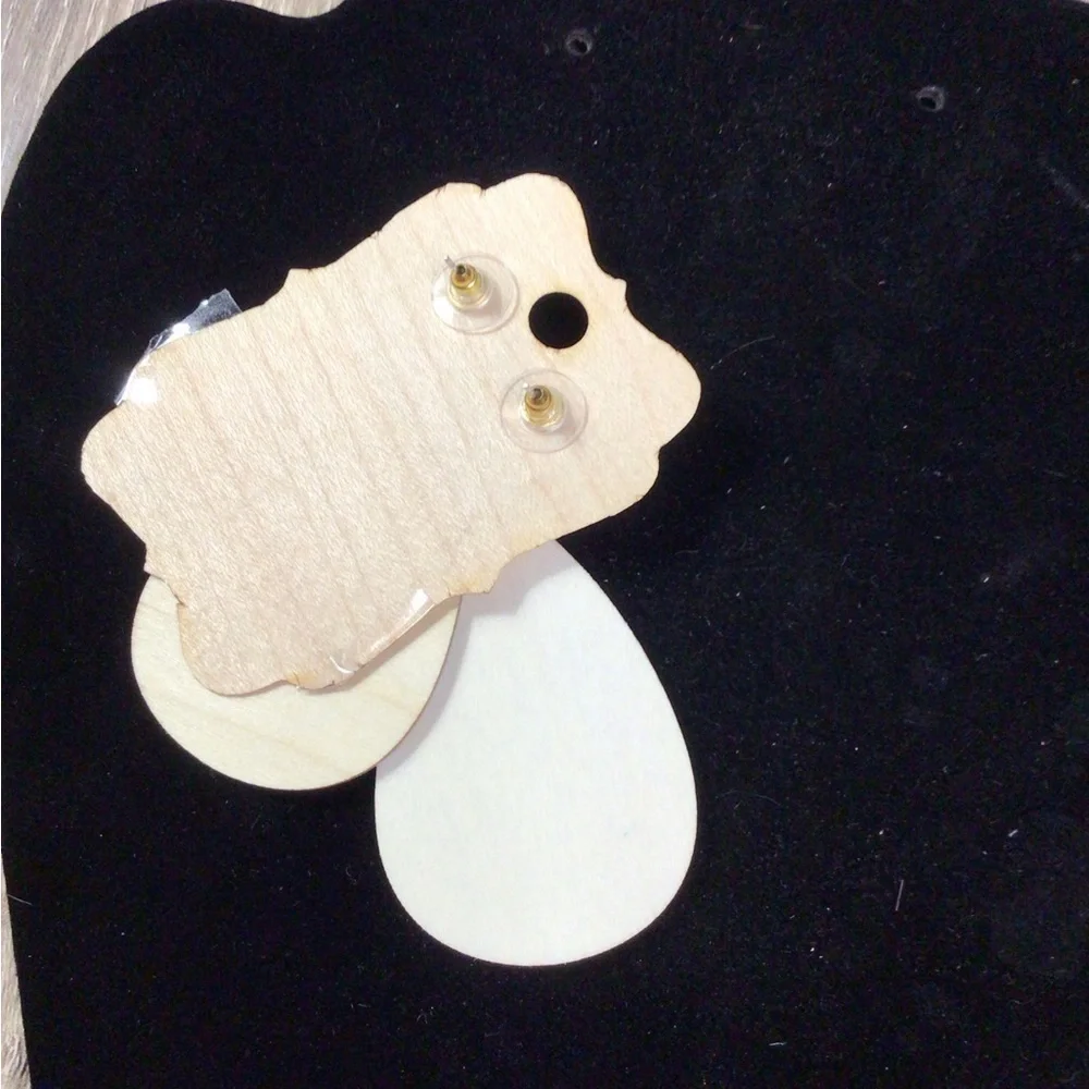 Wood Geometric Post  Earrings (21jj)
